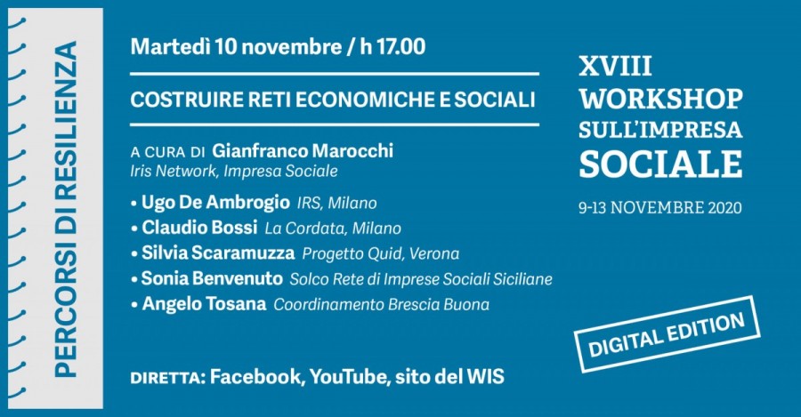 Costruire reti economiche e sociali, Sol.Co. presente all’edizione digital del XVIII workshop sull’impresa sociale